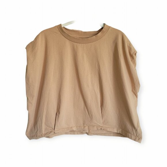 Things Between Women's Boxy Tan Cotton T-Shirt Size L - Picture 7 of 7